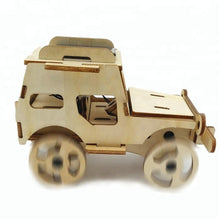 Load image into Gallery viewer, Model kit  4 x 4 Jeep Car solar power and motor 3D Ply Wood -craft kit- ages 3+