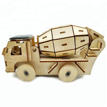 Load image into Gallery viewer, Model kit Construction Cement truck with solar power and motor 3D Ply Wood -craft kit- ages 3+