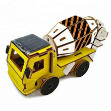 Load image into Gallery viewer, Model kit Construction Cement truck with solar power and motor 3D Ply Wood -craft kit- ages 3+