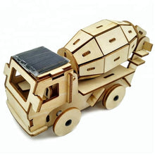 Load image into Gallery viewer, Model kit Construction Cement truck with solar power and motor 3D Ply Wood -craft kit- ages 3+