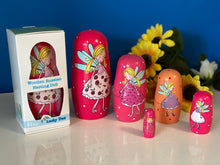 Load image into Gallery viewer, Pink Princess Fairy Wooden nesting dolls 5 pcs in box