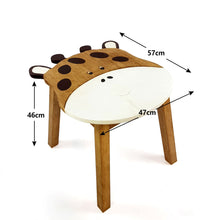 Load image into Gallery viewer, Kids Wooden Table + 2 stools Set Giraffe & Sheep themed- hand carved Timber Children Furniture