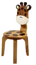 Load image into Gallery viewer, Children’s wooden chair Giraffe themed with solid backrest