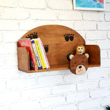 Load image into Gallery viewer, Children's book shelf Bear theme for children's room with mounting pins