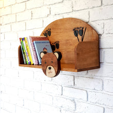 Load image into Gallery viewer, Children's book shelf Bear theme for children's room with mounting pins
