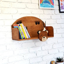 Load image into Gallery viewer, Children's book shelf Bear theme for children's room with mounting pins