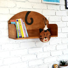 Load image into Gallery viewer, Wooden Wall Mounted Book Shelf CAT theme for children's room