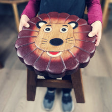 Load image into Gallery viewer, Kids Chair Wooden Stool Animal Lion Theme Children’s Chair and Toddlers Stepping Stool.