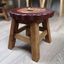 Load image into Gallery viewer, Kids Chair Wooden Stool Animal Lion Theme Children’s Chair and Toddlers Stepping Stool.