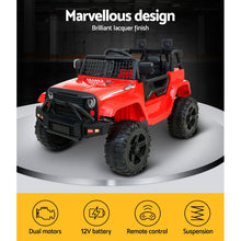 Load image into Gallery viewer, Rigo Kids Ride On Car Electric 12V Car Toys Jeep Battery Remote Control Red