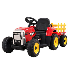 Load image into Gallery viewer, Rigo Ride On Car Tractor Trailer Toy Kids Electric Cars 12V Battery Red