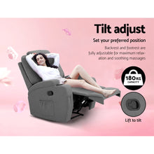 Load image into Gallery viewer, Artiss Recliner Chair Electric Massage Chairs Heated Lounge Sofa Fabric Grey