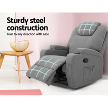 Load image into Gallery viewer, Artiss Recliner Chair Electric Massage Chairs Heated Lounge Sofa Fabric Grey