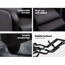 Load image into Gallery viewer, Artiss Luxury Recliner Chair Chairs Lounge Armchair Sofa Leather Cover Brown