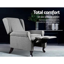 Load image into Gallery viewer, Artiss Recliner Chair Luxury Lounge Armchair Single Sofa Couch Fabric Grey