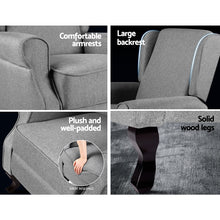 Load image into Gallery viewer, Artiss Recliner Chair Luxury Lounge Armchair Single Sofa Couch Fabric Grey