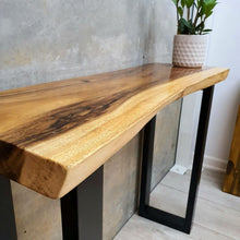 Load image into Gallery viewer, Console Table, Hallway Table Raintree Wood 1 Meter 100cm from 1 piece solid wood-square metal legs