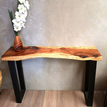 Load image into Gallery viewer, Console Table, Hallway Table Raintree Wood 1 Meter 100cm from 1 piece solid wood-square metal legs