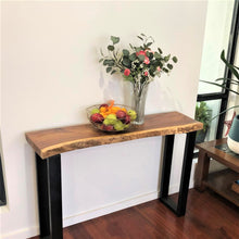 Load image into Gallery viewer, Console Table, Hallway Table Raintree Wood 1 Meter 100cm from 1 piece solid wood-square metal legs