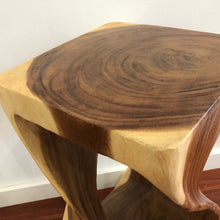 Load image into Gallery viewer, The twist-Raintree Wood Stool/Corner side Table/Lamp Table Carved out of a Whole Tree Trunk.