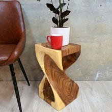 Load image into Gallery viewer, Single twisted stool-Raintree Wood Stool/Corner side Table Lamp Table Carved out of a Whole Tree Trunk.
