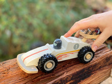 Load image into Gallery viewer, Wooden kids racing car white-20 cm long