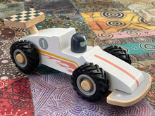 Load image into Gallery viewer, Wooden kids racing car white-20 cm long