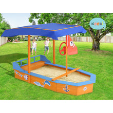 Load image into Gallery viewer, Keezi Boat-shaped Canopy Sand Pit