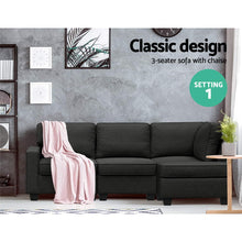 Load image into Gallery viewer, Artiss Sofa Lounge Set 4 Seater Modular Chaise Chair Couch Fabric Dark Grey