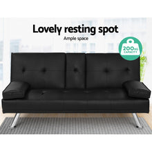 Load image into Gallery viewer, Artiss Sofa Bed Lounge Futon Couch 3 Seater Leather Cup Holder Recliner