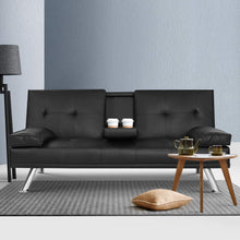 Load image into Gallery viewer, Artiss Sofa Bed Lounge Futon Couch 3 Seater Leather Cup Holder Recliner