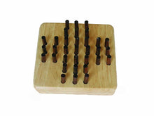 Load image into Gallery viewer, SOLITAIRE mini travel kit wood BRAINTEASER PUZZLE 10X10CM.