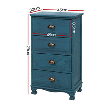 Load image into Gallery viewer, Artiss Bedside Tables Drawers Cabinet Vintage 4 Chest of Drawers Blue Nightstand