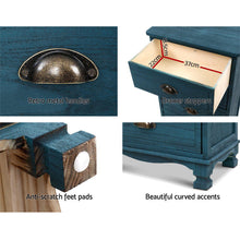 Load image into Gallery viewer, Artiss Bedside Tables Drawers Cabinet Vintage 4 Chest of Drawers Blue Nightstand