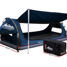 Load image into Gallery viewer, Weisshorn Double Swag Camping Swags Canvas Free Standing Dome Tent Dark Blue with 7CM Mattress