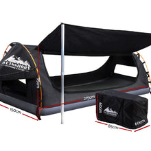 Load image into Gallery viewer, Weisshorn Double Swag Camping Swags Canvas Free Standing Dome Tent Dark Grey with 7CM Mattress.