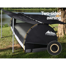 Load image into Gallery viewer, Weisshorn Double Swag Camping Swags Canvas Free Standing Dome Tent Dark Grey with 7CM Mattress.