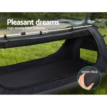 Load image into Gallery viewer, Weisshorn Double Swag Camping Swags Canvas Free Standing Dome Tent Dark Grey with 7CM Mattress.