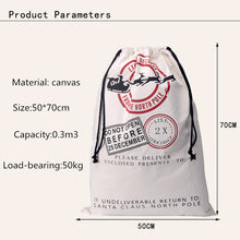 Load image into Gallery viewer, Christmas Santa Gift Sacks Stockings Large Canvas  50 cm x 70 cm Kids Gift Bag