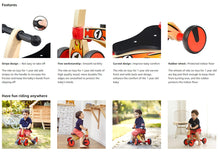 Load image into Gallery viewer, Ride on four wheeled wooden push bike on rubber wheels for toddlers.