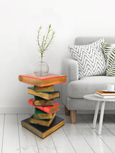 Load image into Gallery viewer, Side Table, corner Stool, Plant Stand Raintree Wood Natural Finish-Book Stack