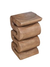 Load image into Gallery viewer, Side Table, corner Stool, Plant Stand Raintree Wood Natural Finish-Book Stack