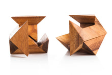 Load image into Gallery viewer, Wooden brain teaser 2 puzzles handmade-barrel and star bundle