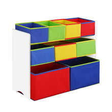 Load image into Gallery viewer, Levede Kids Toy Box 9 Bins Storage Rack Organiser Wooden Bookcase 3 Tier White