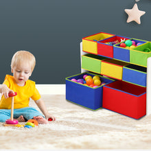 Load image into Gallery viewer, Levede Kids Toy Box 9 Bins Storage Rack Organiser Wooden Bookcase 3 Tier White