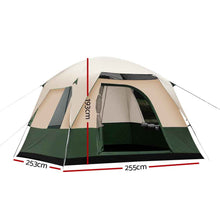 Load image into Gallery viewer, Weisshorn Family Camping Tent 4 Person Hiking Beach Tents Canvas Ripstop Green