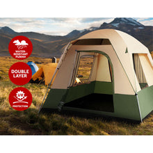 Load image into Gallery viewer, Weisshorn Family Camping Tent 4 Person Hiking Beach Tents Canvas Ripstop Green