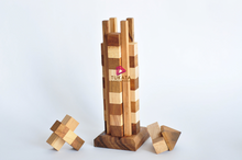 Load image into Gallery viewer, Hand Made Wood Stacking Tower Puzzle Game from Thailand - stacking advanced Tower