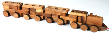 Load image into Gallery viewer, Pull along wooden train with 26 Piece, educational shapes jig-saw wooden toy.