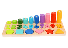 Load image into Gallery viewer, Counting Stacker with shapes toy Tower shapes Learn to Count Stacker.